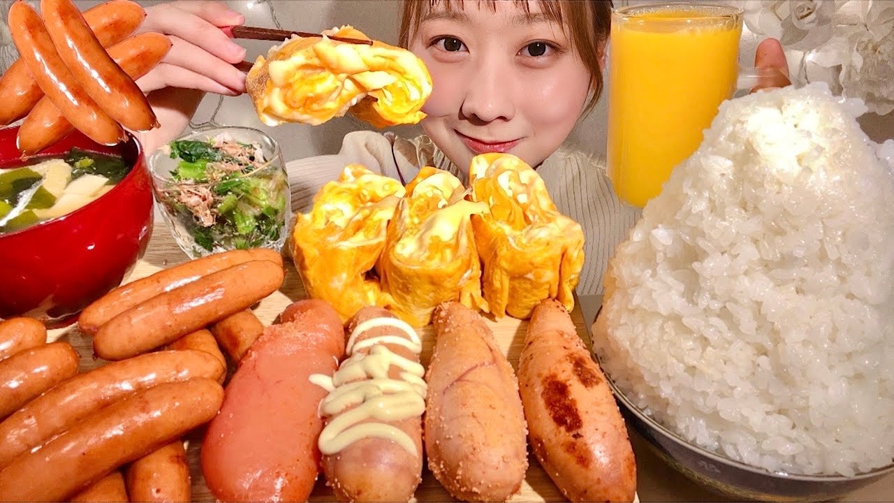 ASMR Ментаико, сырный омлет и сосиски【русские субтитры】【Mukbang/ Eating Sounds】
