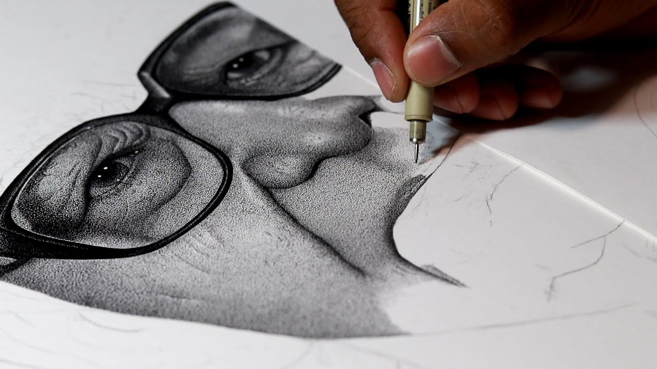 Millions Of Dots - Stippling Art work in progress  by SSPDRAWINGS