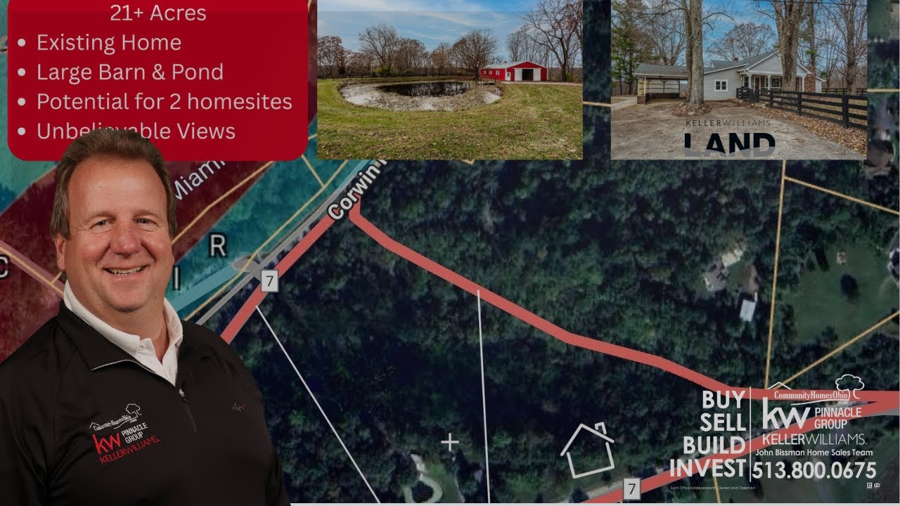 5654 Wilmington Road, Oregonia, Ohio 45054  21+ Acres  Horse Barn  Pond  Family Homestead Stunning