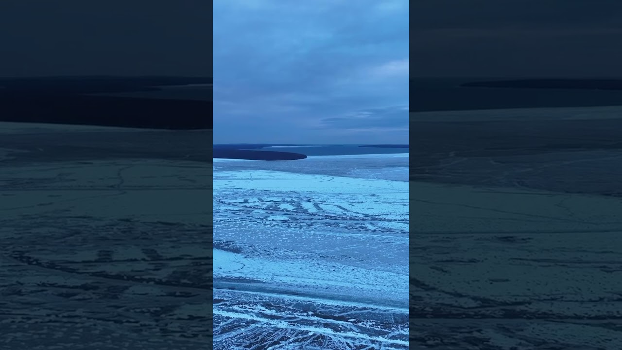 Sights and sounds of a Ferry going thru Lake Superior ice on a cold Winter morning.