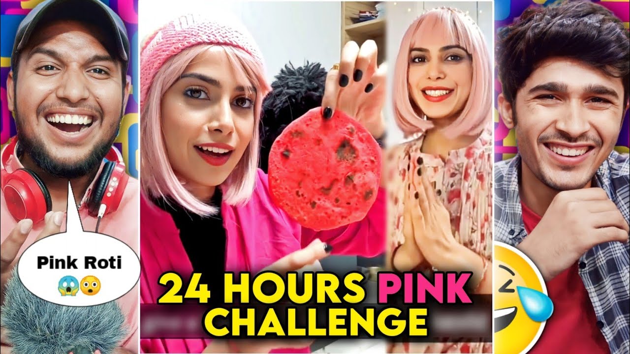 24 HOURS PINK CHALLENGE ONLY: Pink Roti, Diwali Celebration Reaction 😯🔥 | Pooh In Korea Vlog |