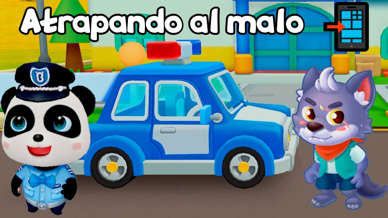 📲 KIKI en el COCHE de POLICIA ATRAPANDO al MALO 📲 APP BABYBUS Bebé Panda Oficial 🐼