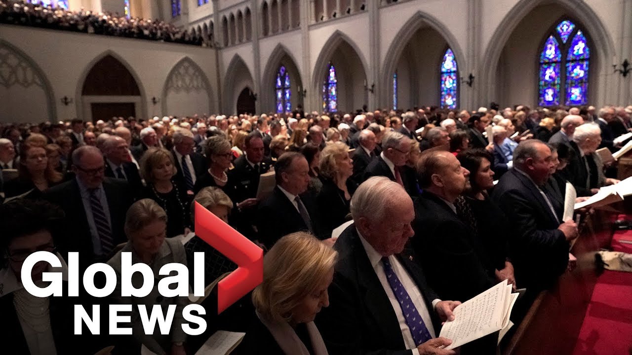 Bush funeral: Mourners sing 'America the Beautiful' at Texas memorial