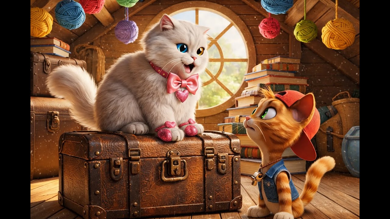 Two cats explore a mysterious chest - what will be inside?