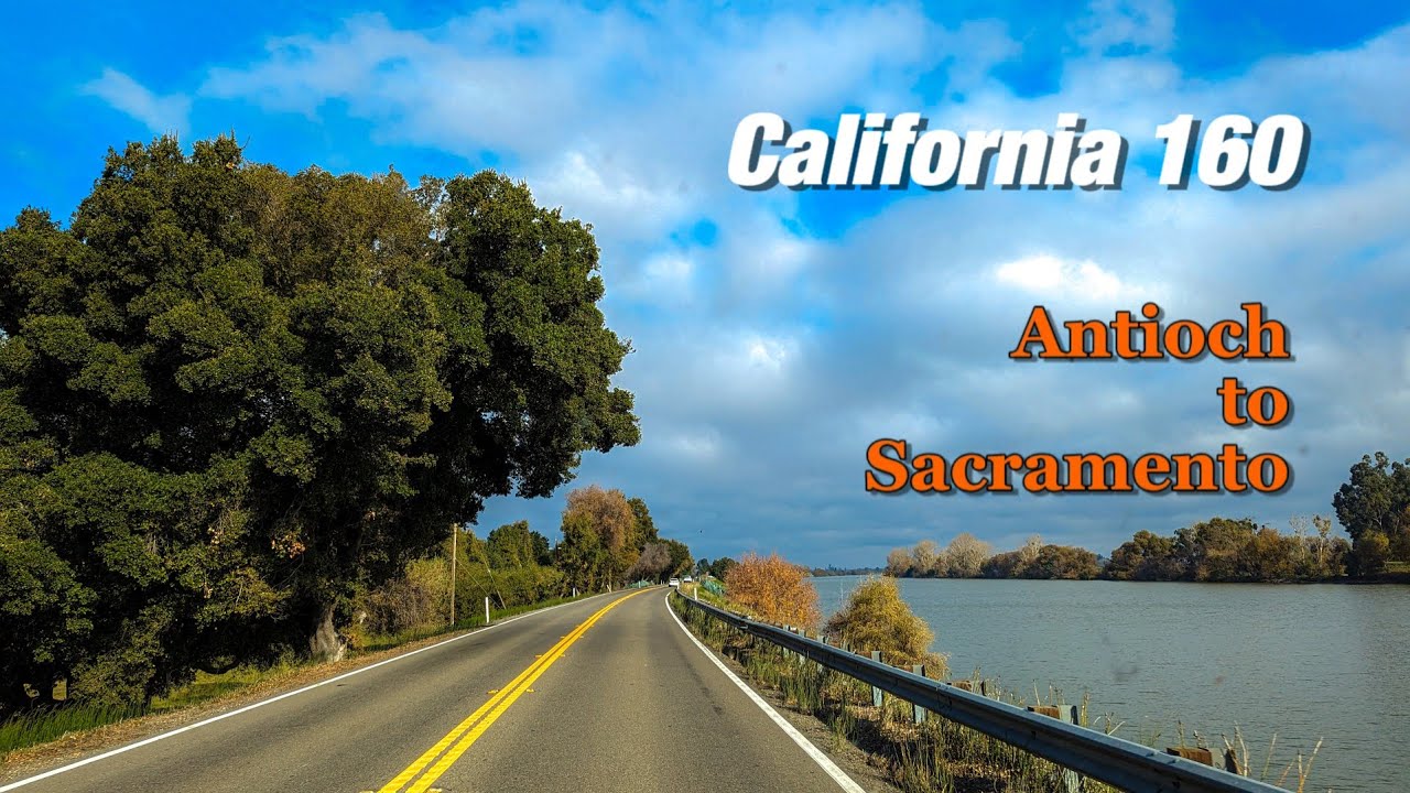 [4K Full Video] Levee road of Sacramento river, California 160, From Antioch to Sacramento