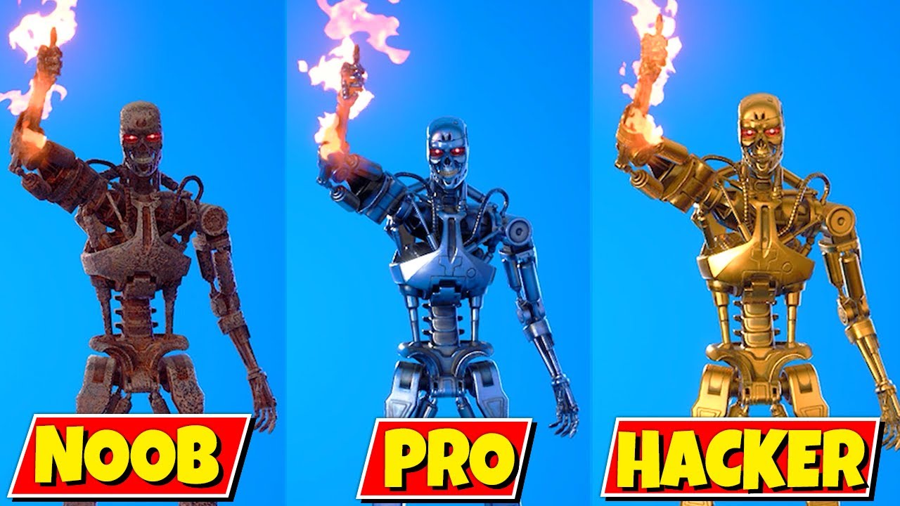Fortnite Terminator T-800: RUST vs SILVER vs GOLDEN / Noob vs Pro vs Hacker