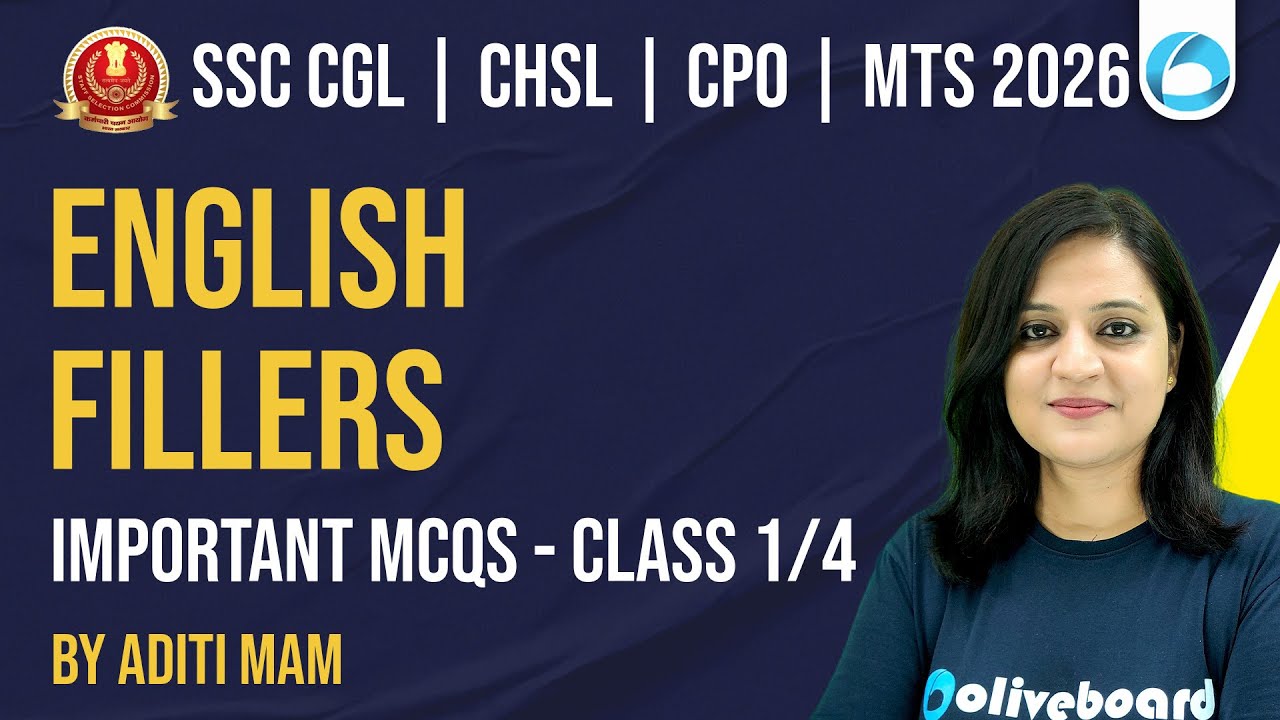SSC CGL CHSL CPO MTS English Fillers 2026 | SSC English Important MCQs | Part - 1 By Aditi Mam