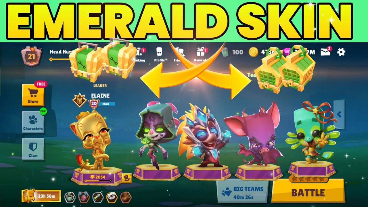 Zooba Squad Emerald Skin Elaine Faye Edna Henry Lizzy 20 Level Crate Gameplay