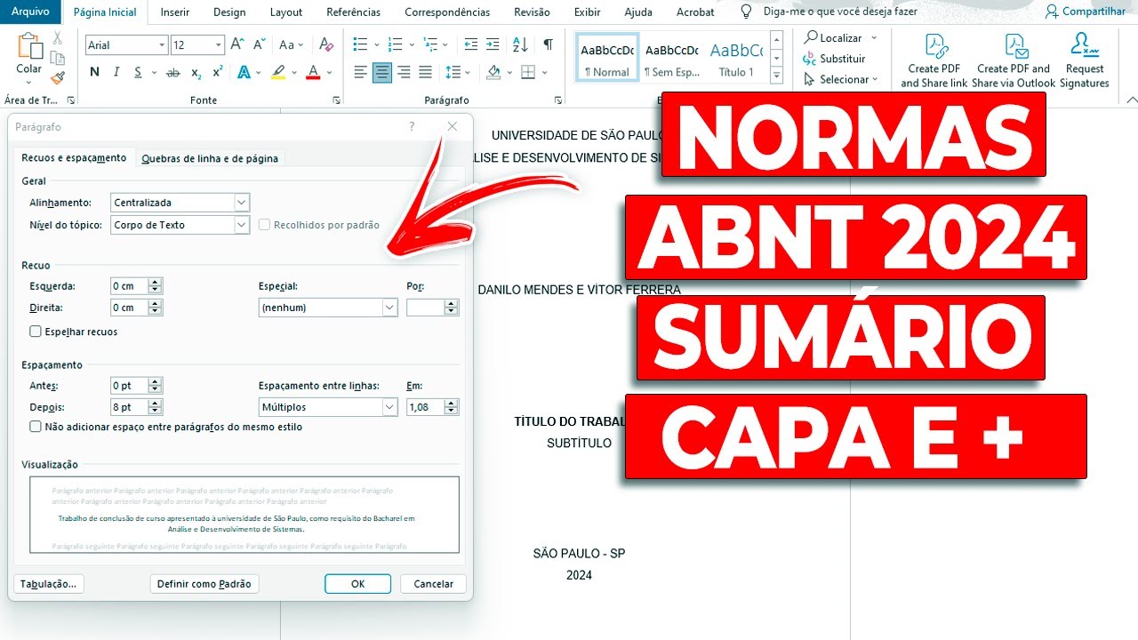 Normas ABNT: Formata&ccedil;&atilde;o de Capa, Sum&aacute;rio, Conte&uacute;do no Word - 2025