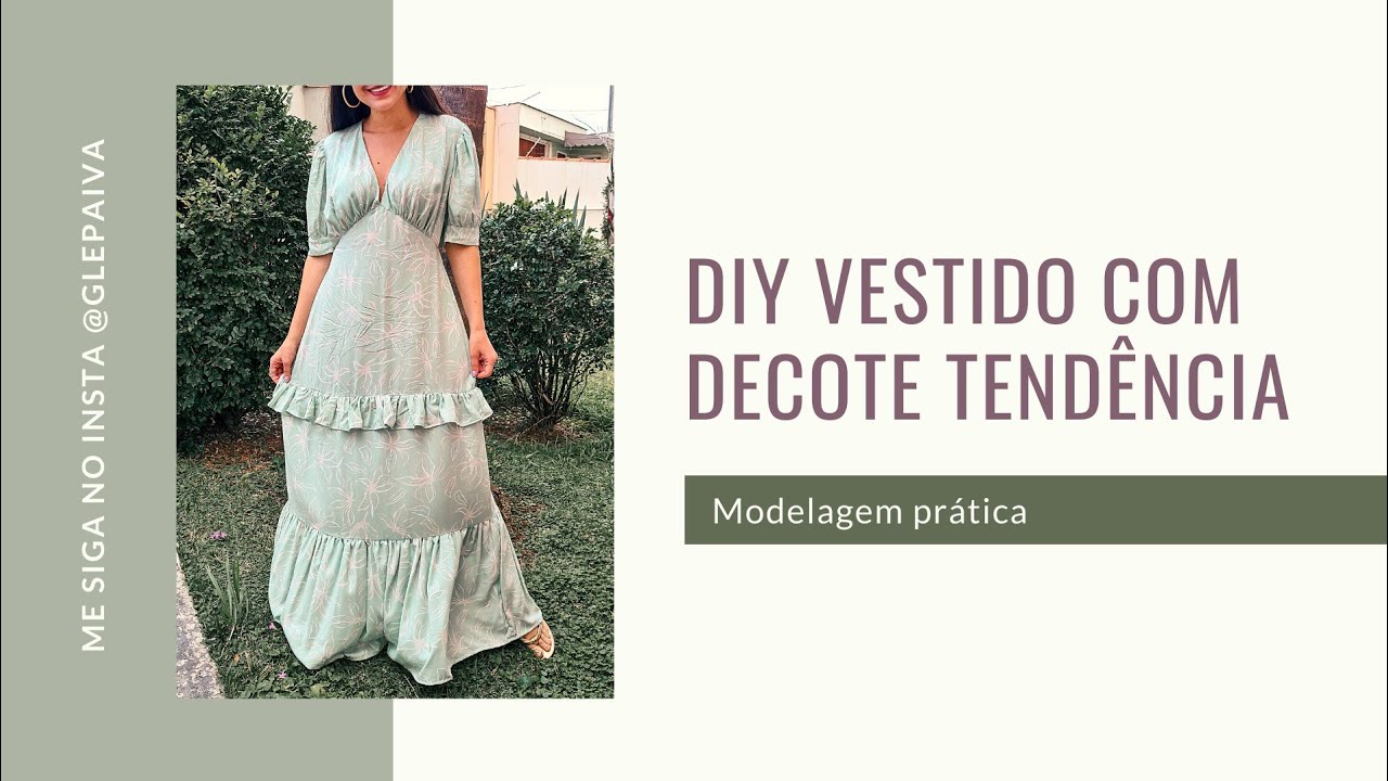 TUTORIAL COMPLETO,  DECOTE FRANZIDO TENDÊNCIA,  MANGAS BUFANTES. vestido com babados.