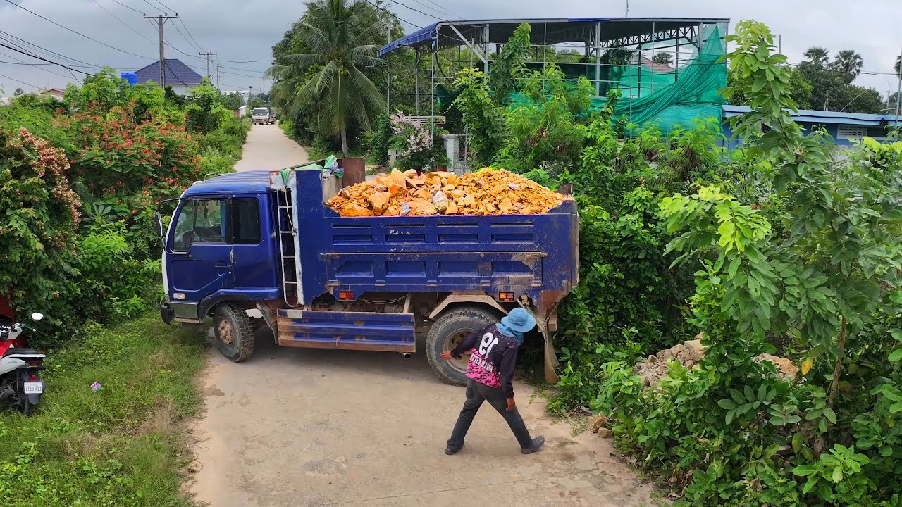 incredible project landfill build school , truck transport soil with bulldozer push soil to forestry