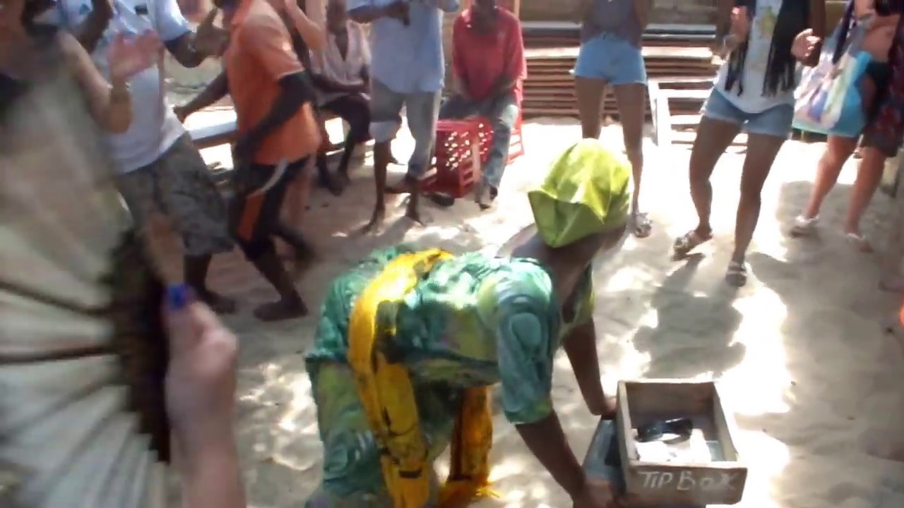 Dancing on island in Menai bay Zanzibar, Tanzania, march 2017