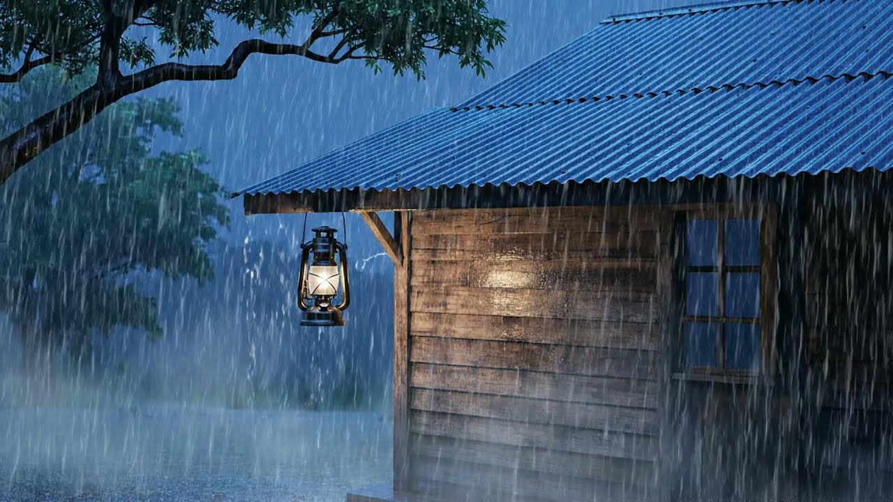 Beat Insomnia with Torrential Rain and Violent Thunder on a Fragile Tin Roof in a Mystical Forest