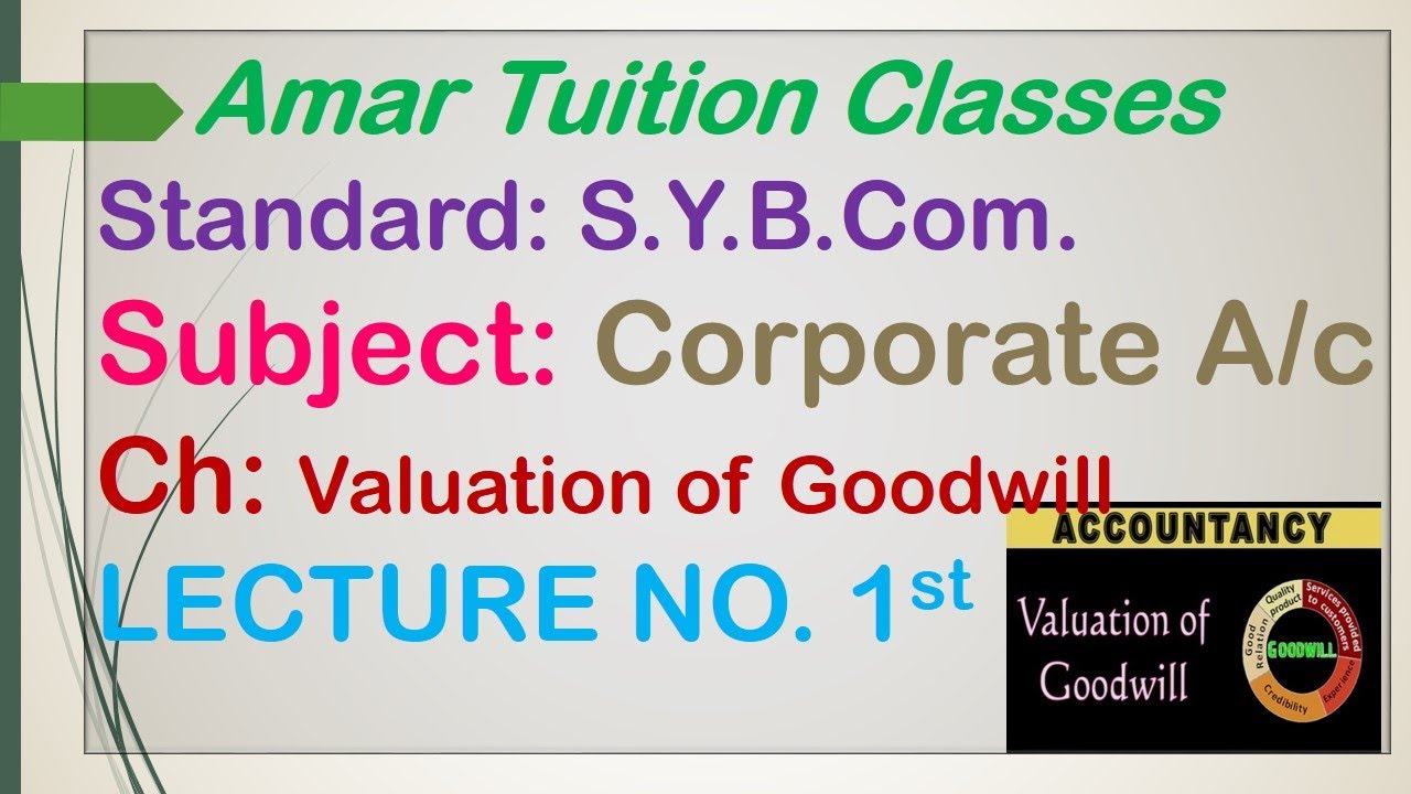 #1 Valuation of Goodwill SY BCom Corporate Account | Valuation of Goodwill Sem 3 Guj Uni | Kutch Uni