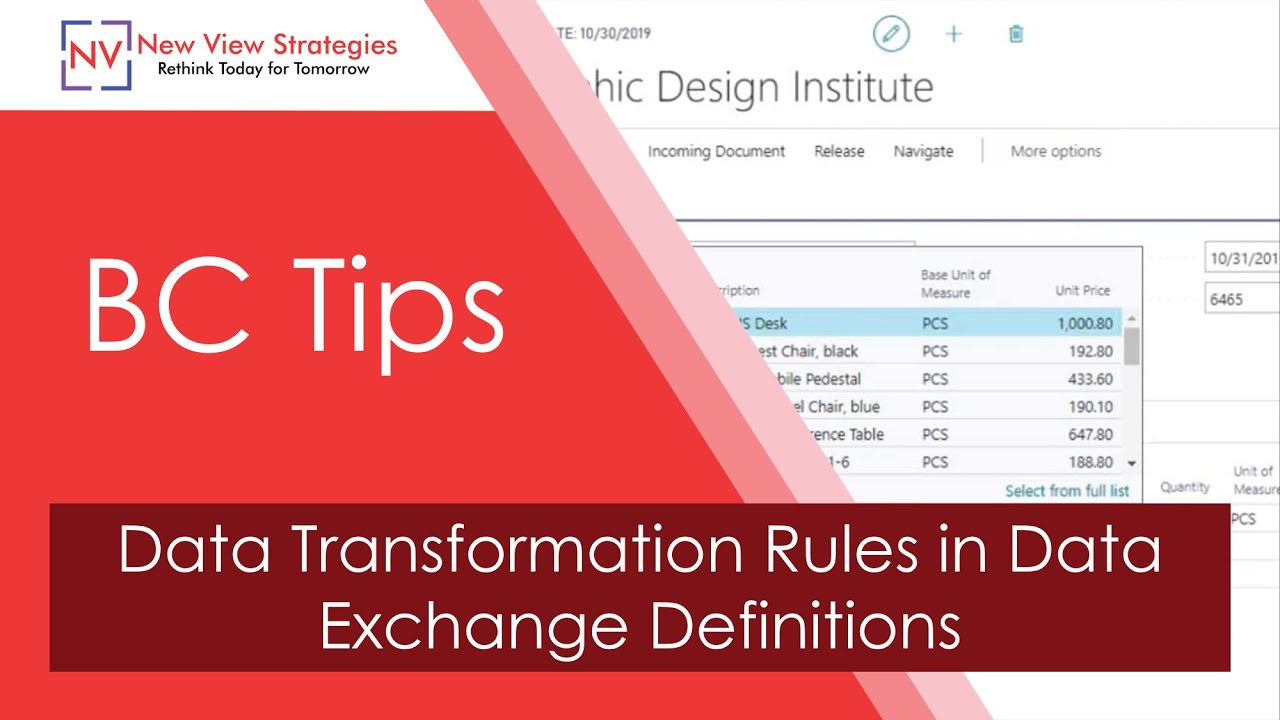 Business Central tips - Data Transformation Rules in Data Exchange Definitions