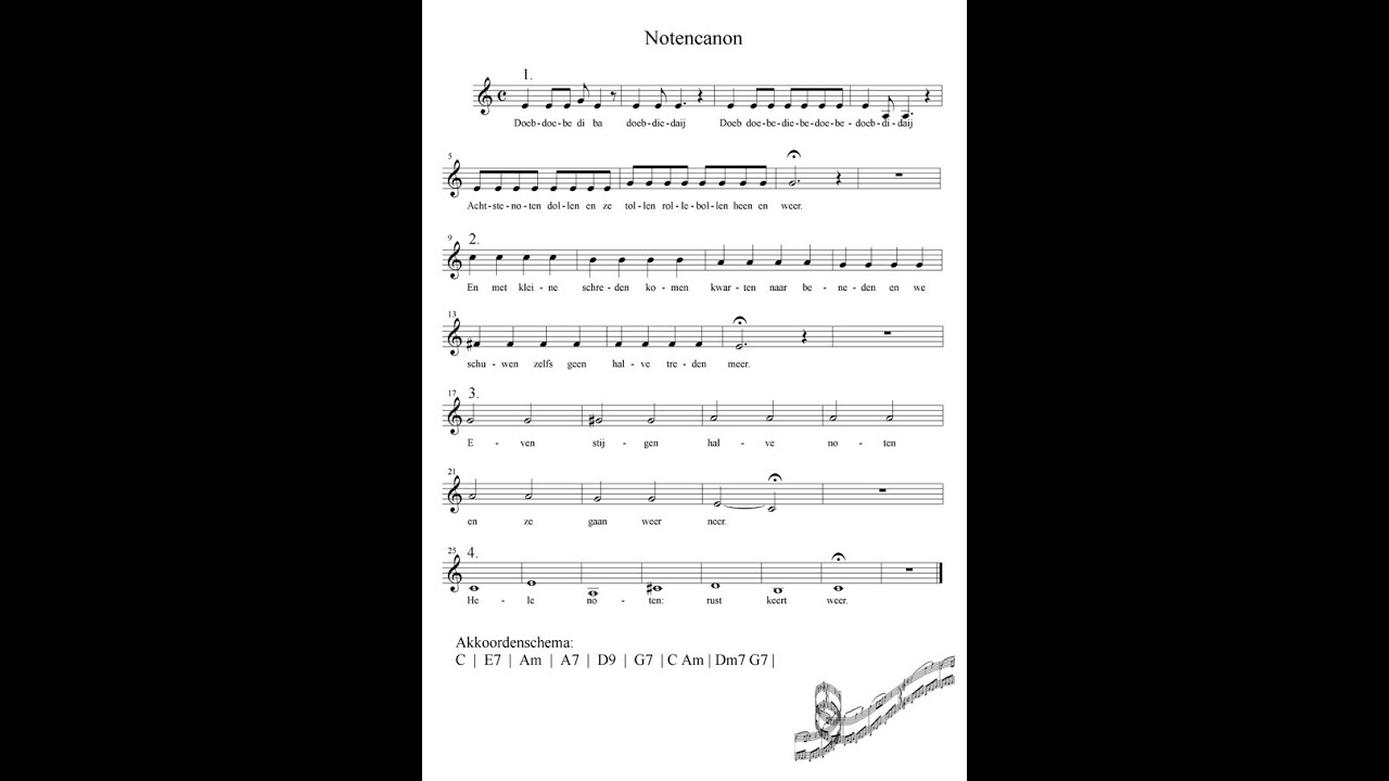 Muziekles Notenschrift (videoles start bij 1:42)