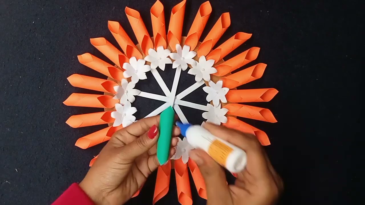 Easy paper flower wall Hanging idea #Independence day special craft #Special craft idea #