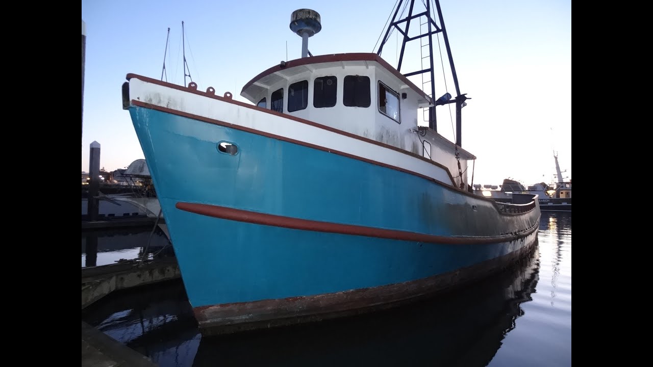 Commercial Fishing Boat Review Ship Vessel Video For Sale 68' HouseBoat Cabin Cruiser Cat Diesel
