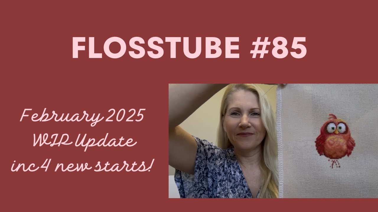 Flosstube #85: February WIP Update, including 4 New Starts & 1 Finish!