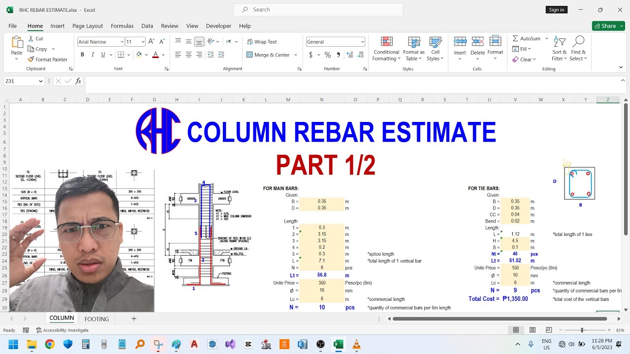 COLUMN REBAR ESTIMATE - PART 1/2