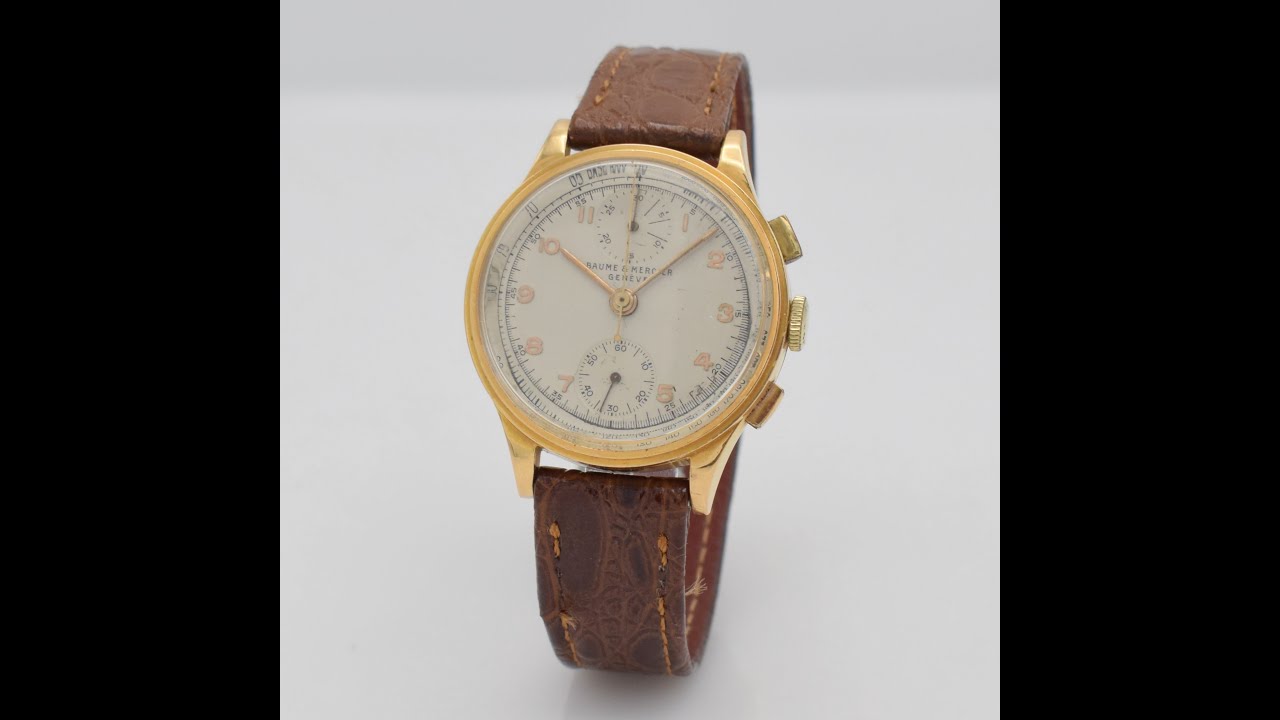 Baume & Mercier vintage 18k pink gold intermediate wheel chronograph