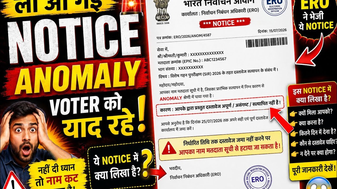 Anomaly Voter Ko Aa Gai Notice SIR 2026