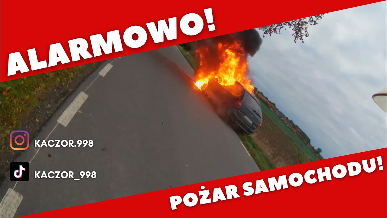 [ALARMOWO] Pożar samochodu na DW527.  Akcja gaśnicza!