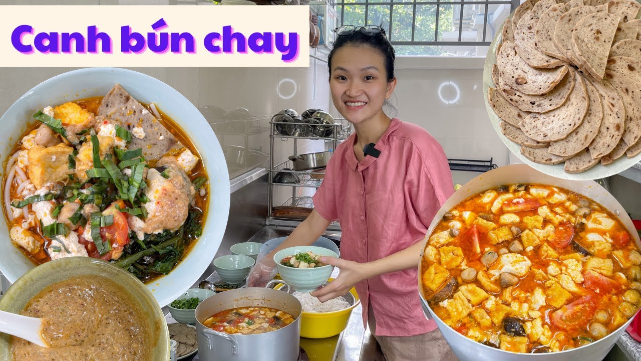 CANH BÚN CHAY ngon xao xuyến, cách tạo riêu chay | Không cần sữa đậu nành | Món chay dân dã