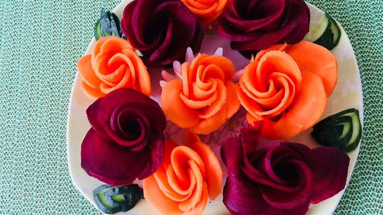 TƏRƏVƏZLƏRDƏN GÖZƏL GÜLƏRİN HAZIRLANMASI/ Vegetables to decorate salads