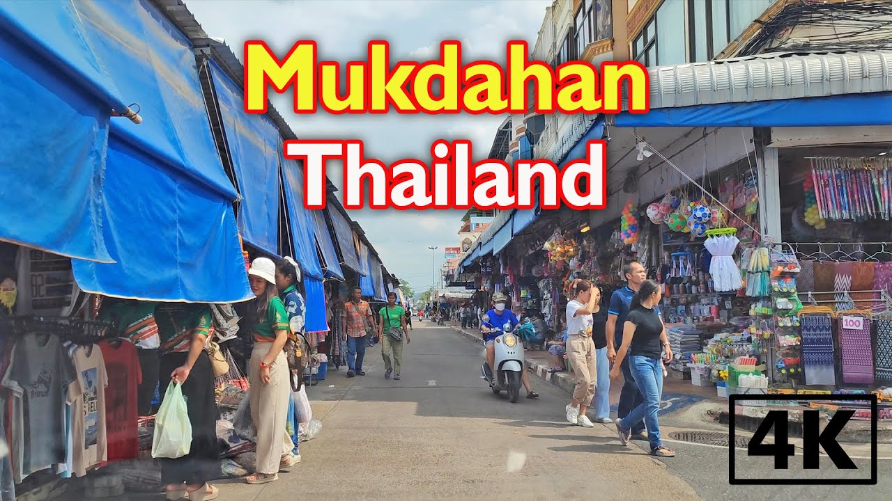 Indochina Market and Mukdahan City, Thailand / ขับรถชมตลาดอินโดจีน - มุกดาหาร / Thailand City 4K