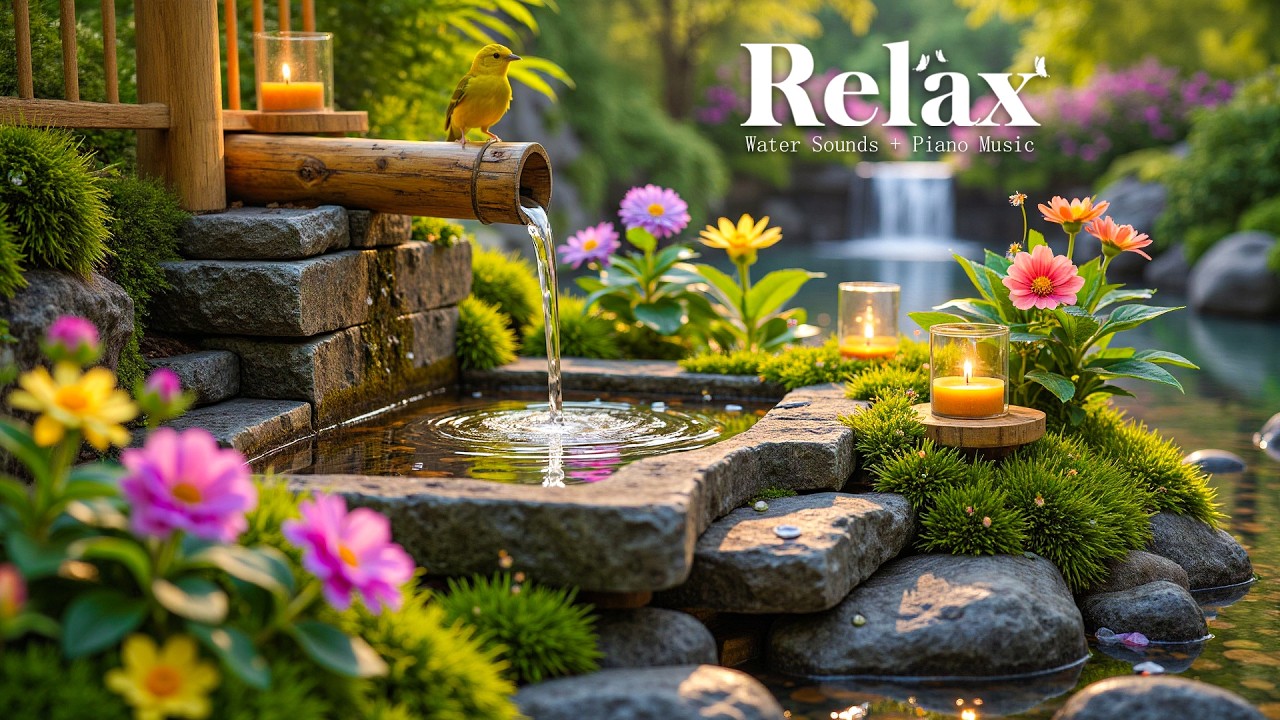 Relaxing Piano with Flowing Water Sounds 🌿 Deep Sleep Music, Stress Relief, Relax Mind Body, Spa BG