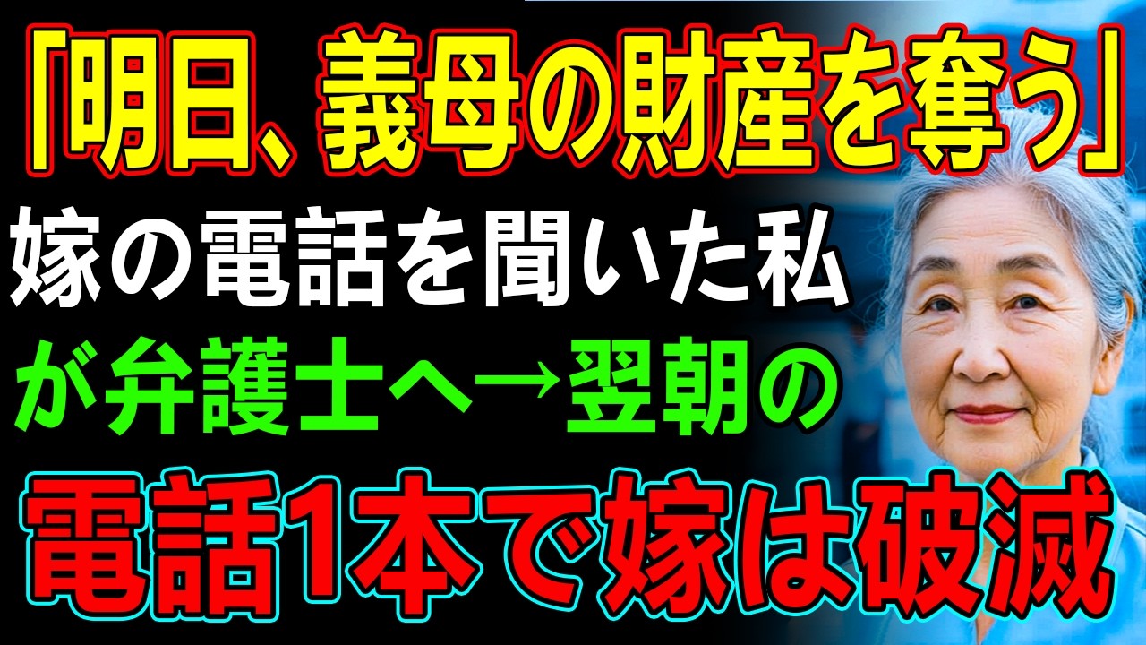 「明日、義母の財産を奪う」嫁の電話を聞いた私が弁護士へ→翌朝の電話1本で嫁は破滅
