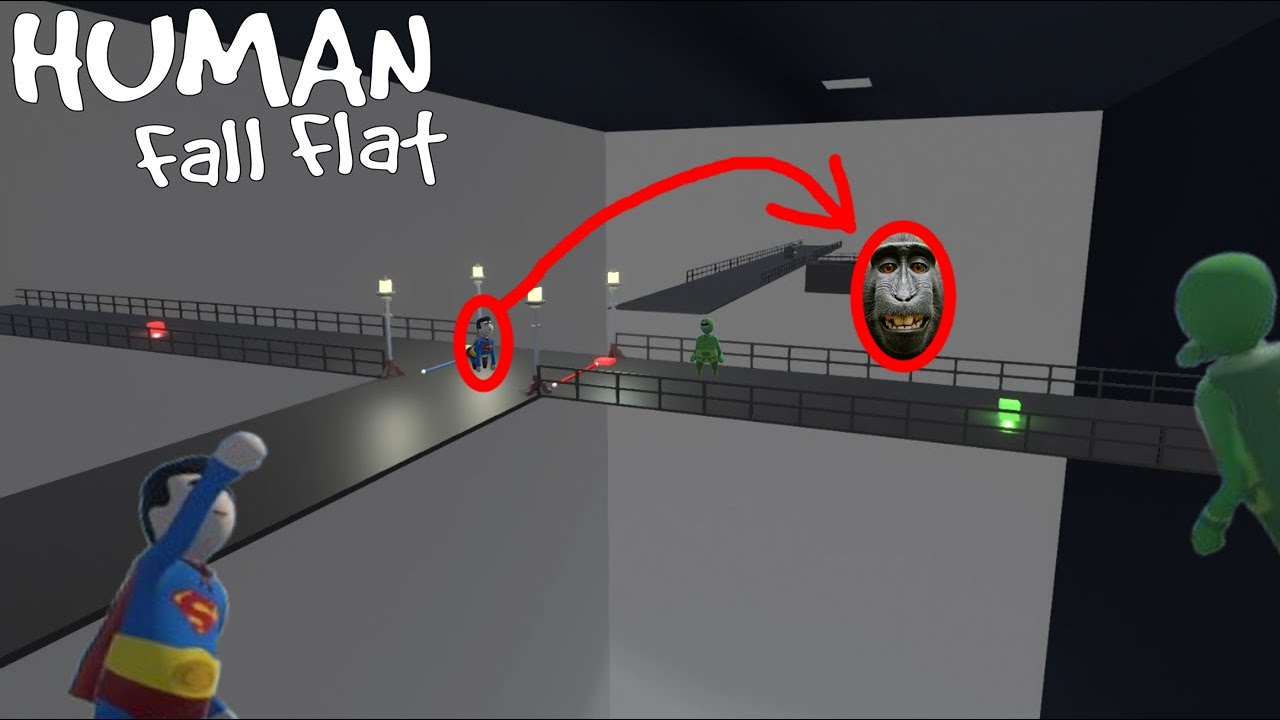 We went to a secret hideout and had to escape.(Human Fall Flat)
