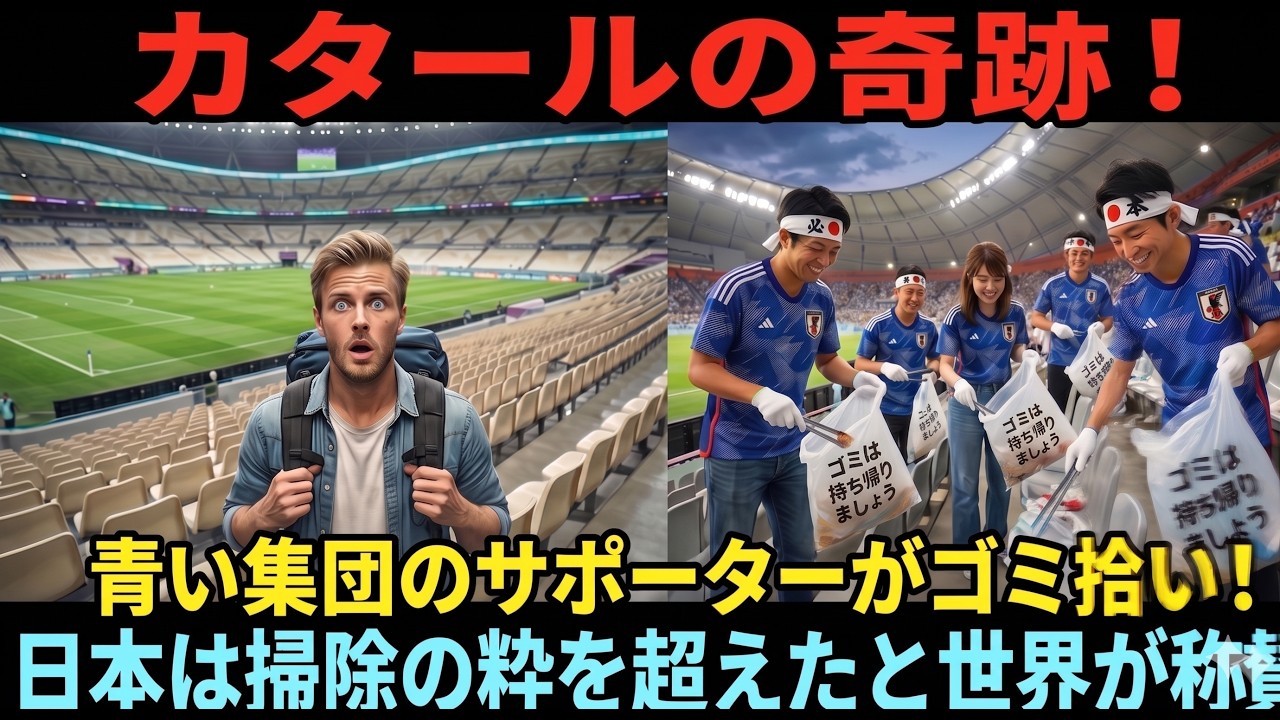 【海外の反応】ゴミがどこにもない！日本のスタジアムの清掃風景に世界が脱帽！日本人は魂まで美しいのか