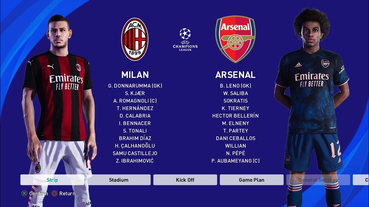 PES 2021 AC Milan vs Arsenal - UEFA Champions League 2021 - PS4 Gameplay