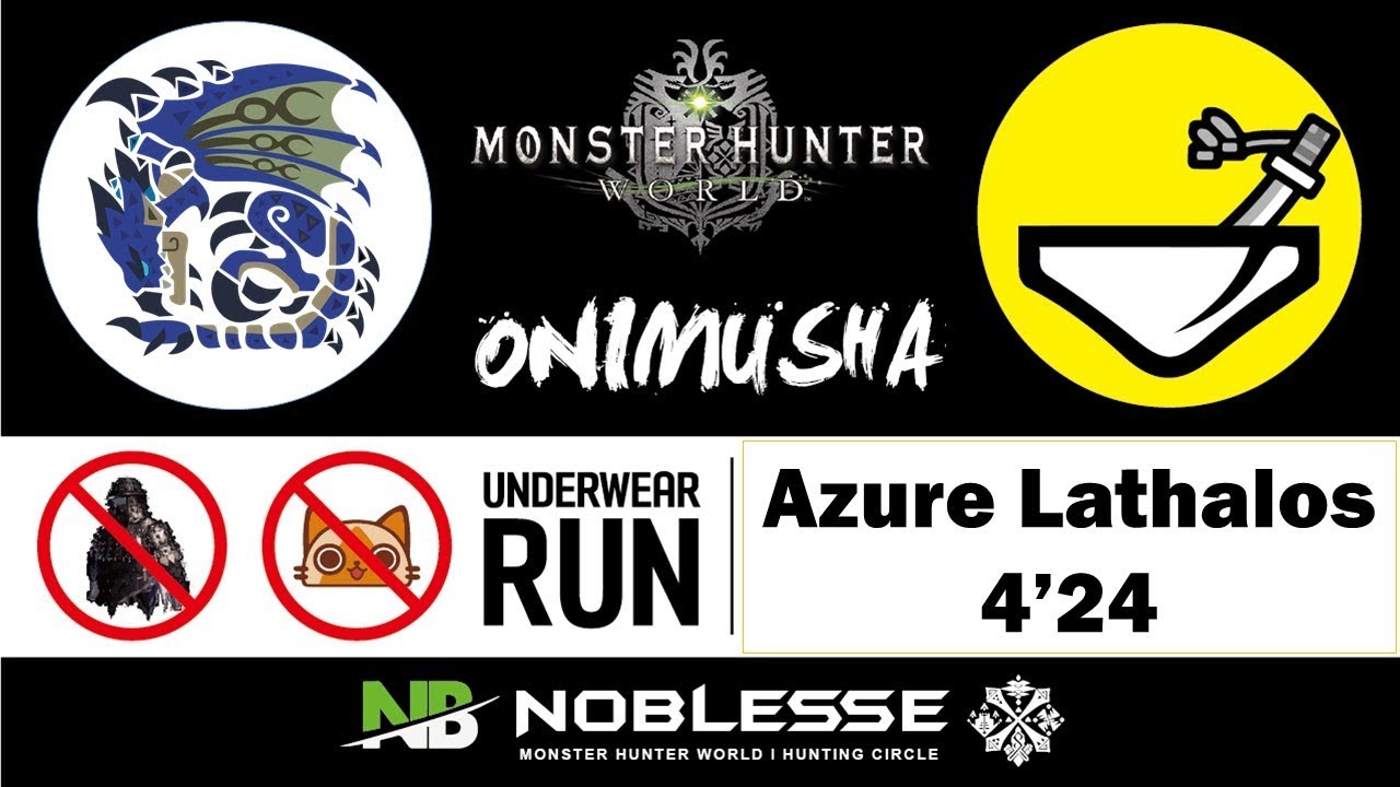 (MHW) Azure Rathalos LS Naked (No sub) 4'24 / 창화룡 태도 맨몸 4분