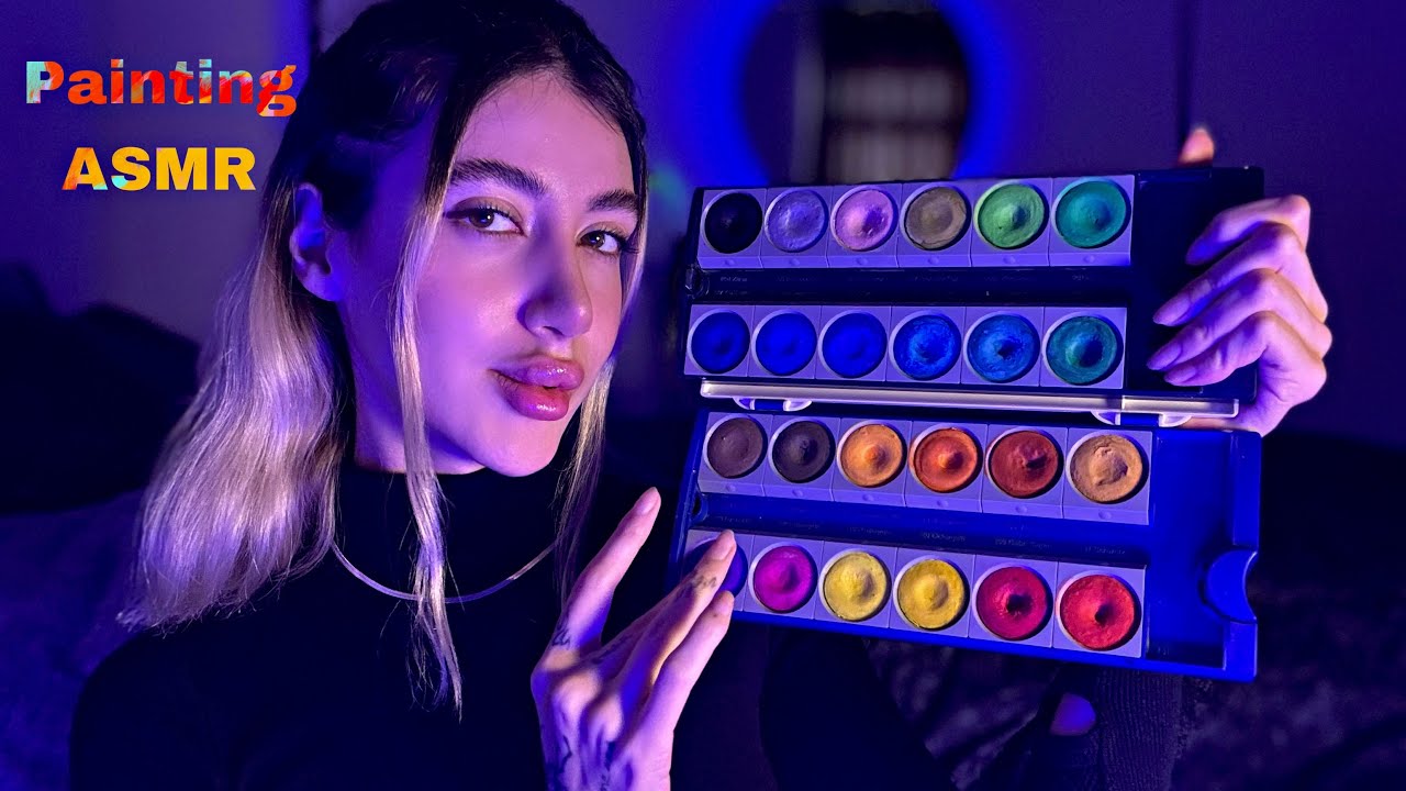 Persian ASMR/ صورتتو با آبرنگ آرایش میکنم(نقاشی با دست)