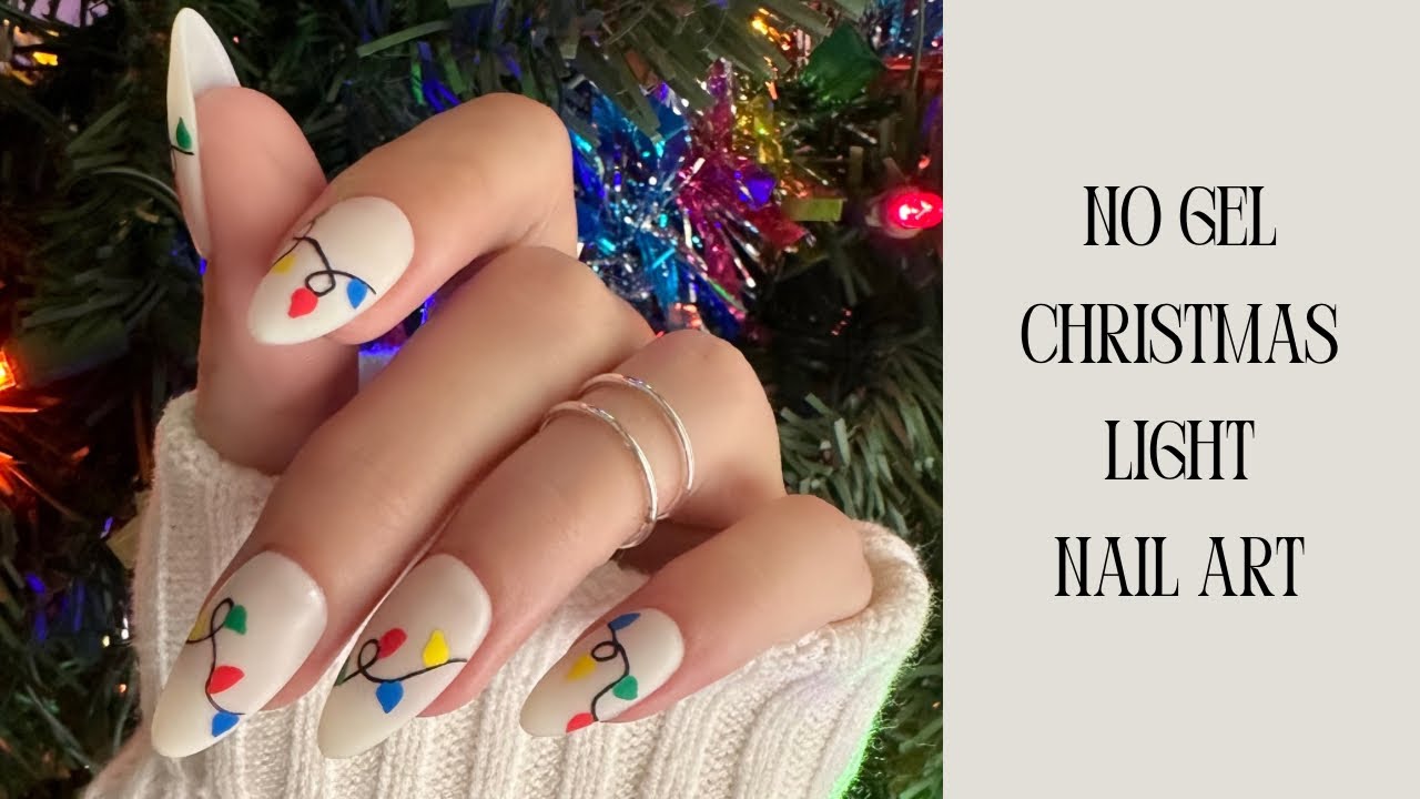 EASY Christmas lights nail art NO GEL NO POLISH NO DECALS!!