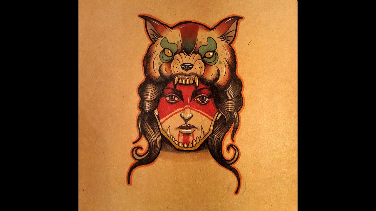 How to Draw a Native American girl with a Wolf Headdress by thebrokenpuppet
