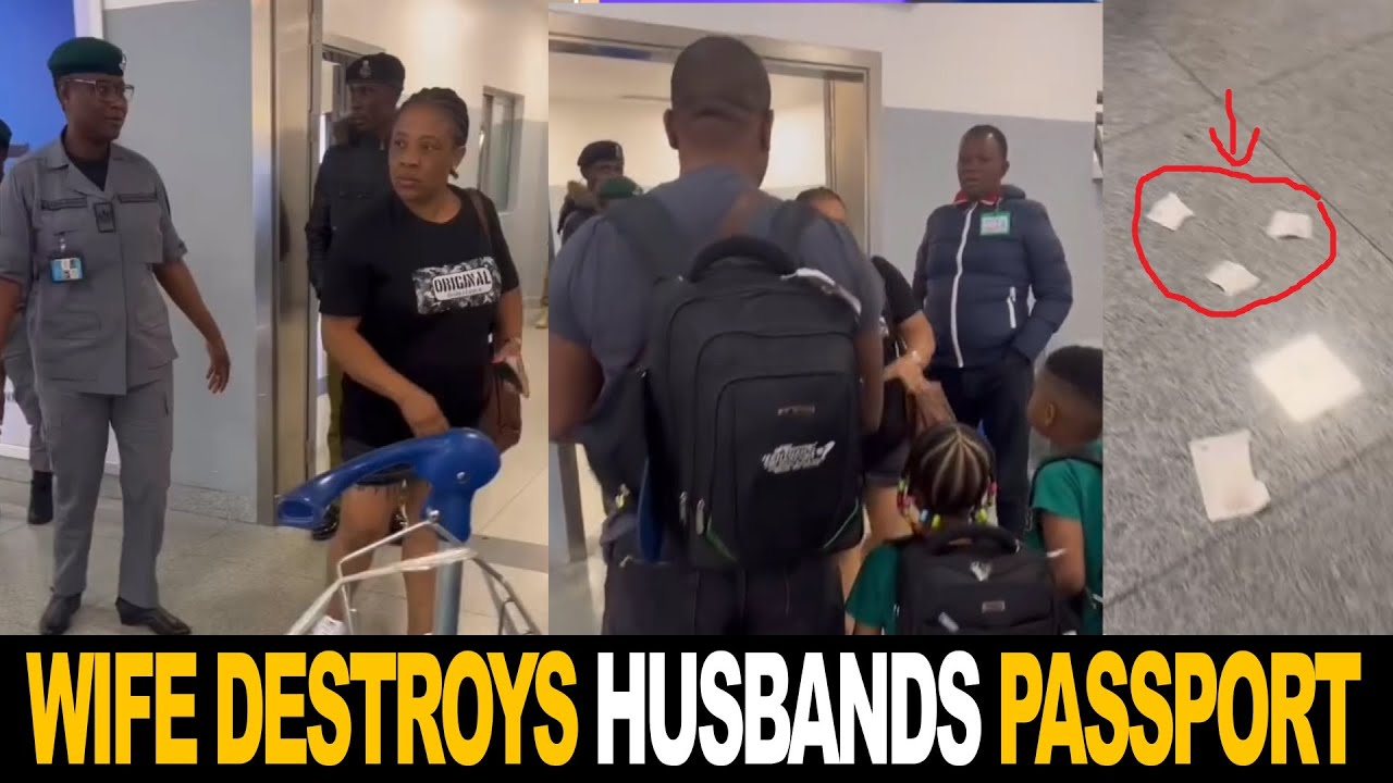 Angry Nigerian Woman Tear Husband's Passport To Shreds At The Airport