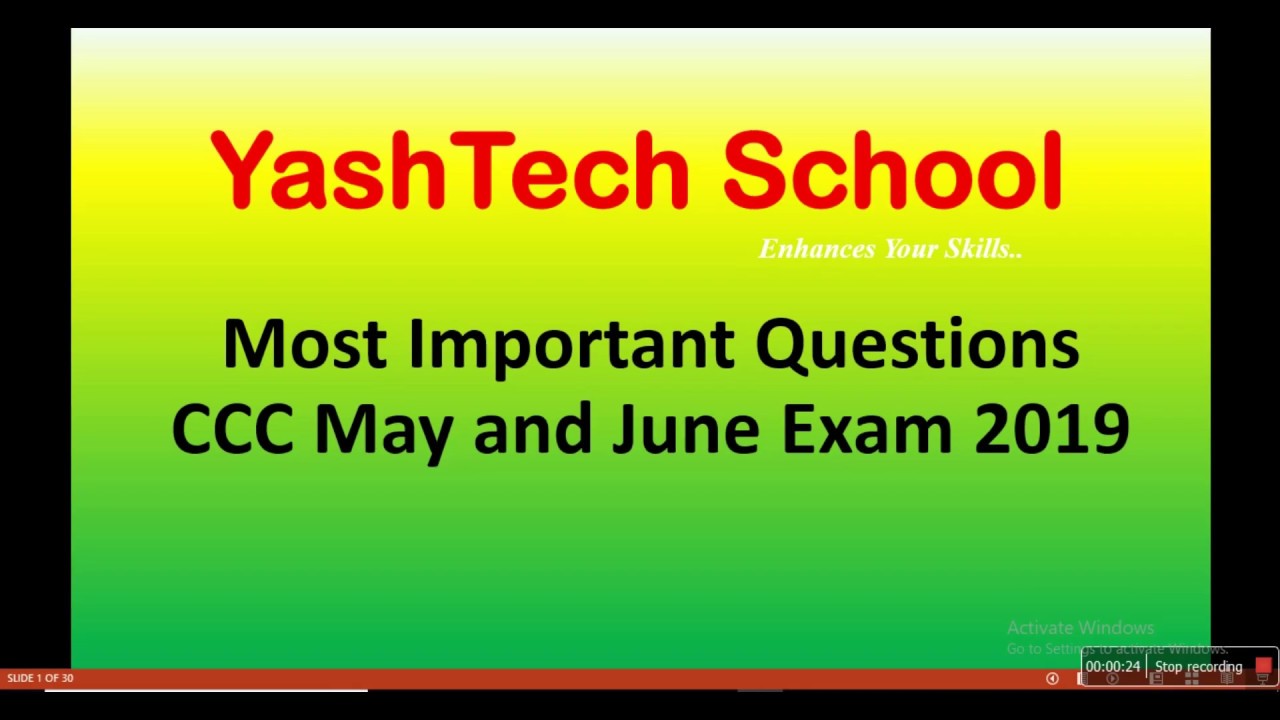 CCC Exam most important questions may and June 2019