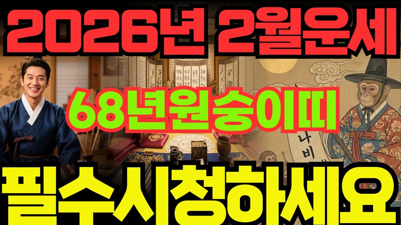 [1968년원숭이띠26년2월운세]안보면100%후회하는68년무신생원숭이띠26년2월운세