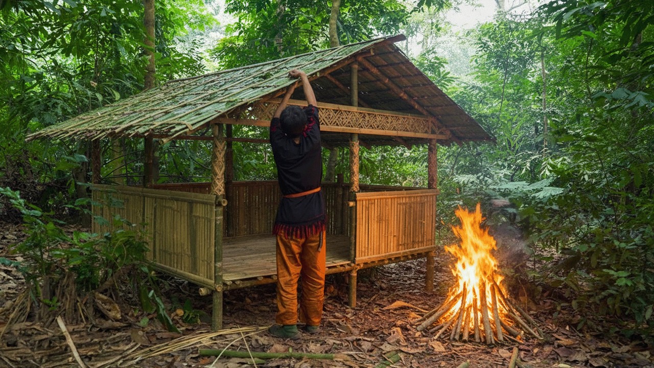 Survival Challenge Begins | Making a Bamboo House Simple & Fast