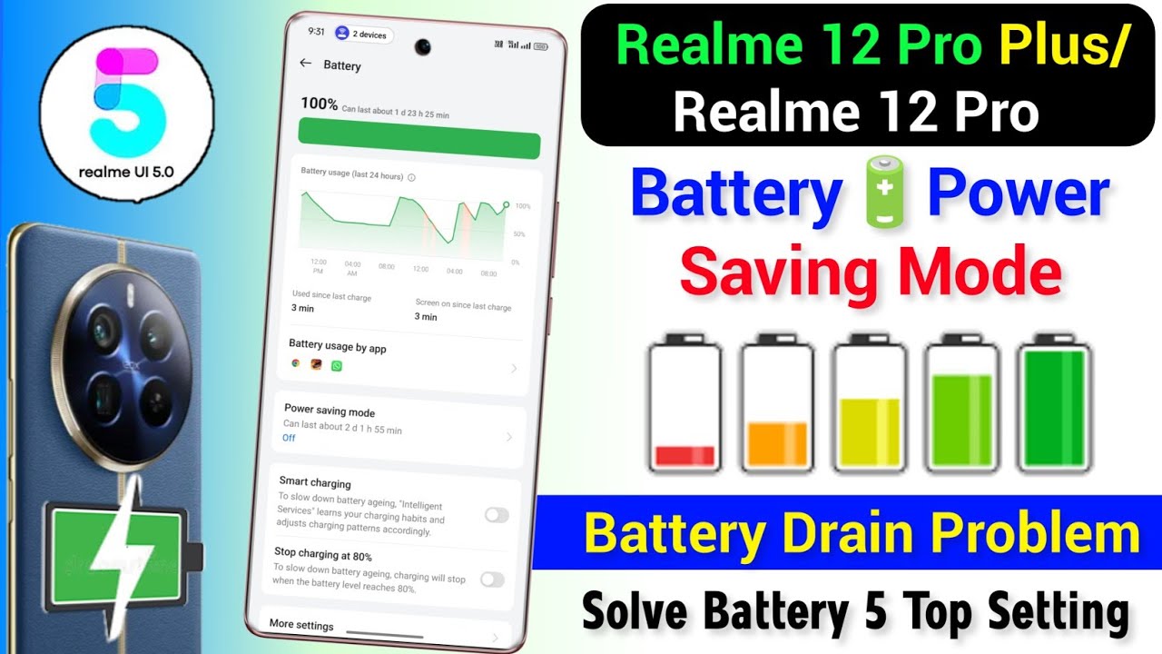 Realme 12 Pro/12 Pro Plus Battery Power Saving Mode | Battery Usage 5 Top Setting in Realme 12 Pro
