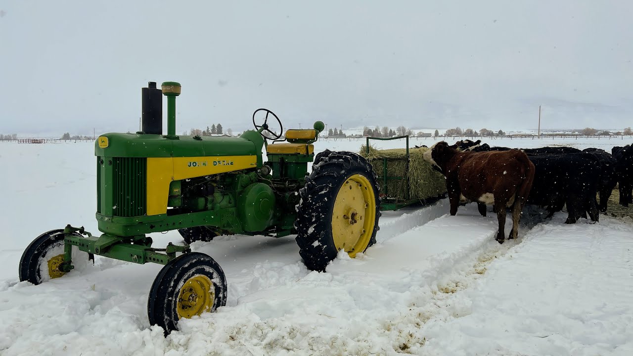 Sounds of the John Deere 630 Pulling Through Snow