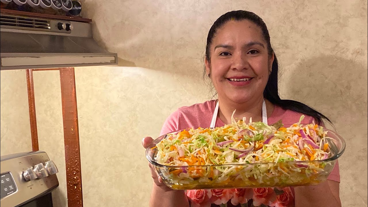 Como hacer encurtido o ensalada de repollo!!! Para tacos de canasta, dorados, pupusas, y más