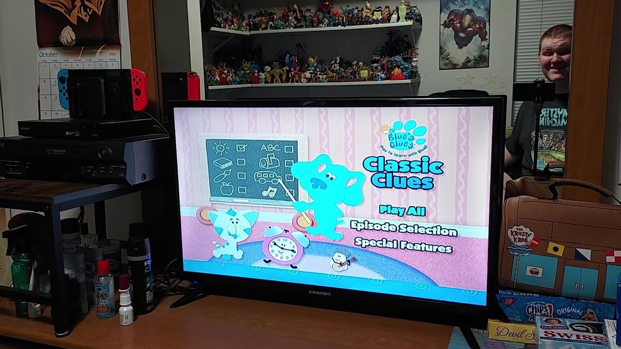Меню пошагового руководства по игре Blue's Clues: DVD с классическими подсказками 2004 года (изда...