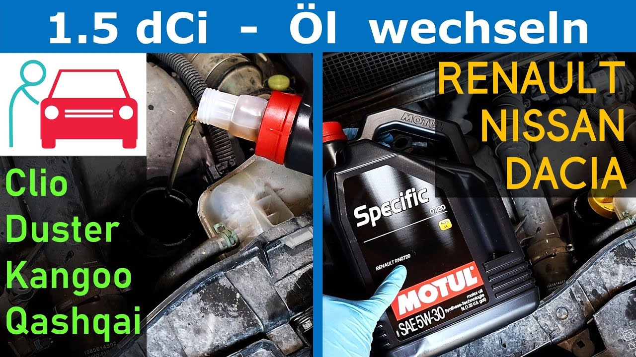 Ölwechsel 1.5 dCi Motor (K9K/OM607) mit Ölfilter - gilt für Renault, Mercedes Benz, Nissan, Dacia