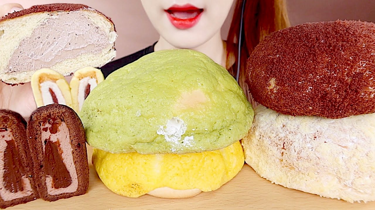 ASMR CU CONVENIENCE STORE CREAM BREADS MUKBANG CU 편의점 크림빵 먹방 eating sounds