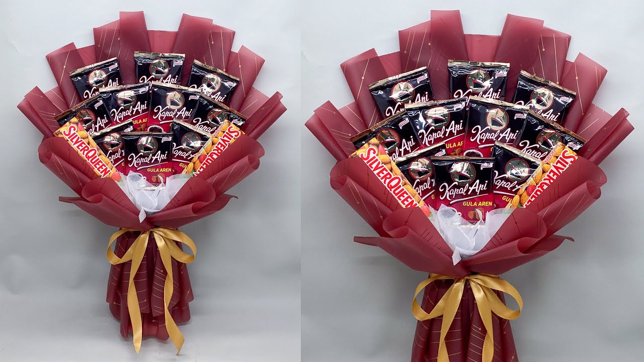 DIY | Cara Membuat Buket Kopi Kapal Api Dan Coklat Silverqueen Yang Simple | Buket Untuk Pemula